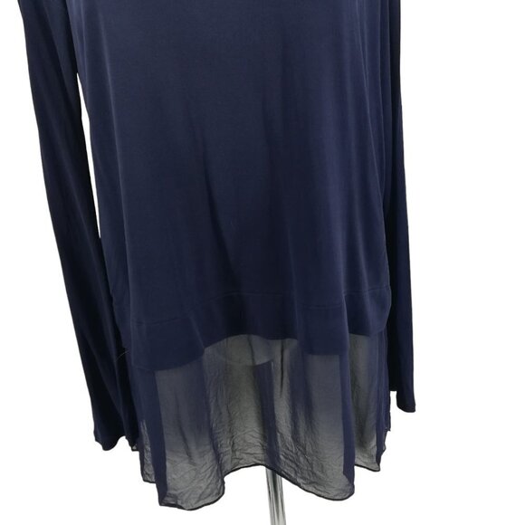 Eileen Fisher 100% Silk Long Sleeve Blue Blouse Size Petite S Sheer Hem Career - Picture 6 of 14